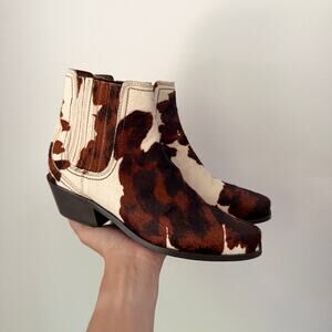Zara Cow Print Leather Boots Sz 35